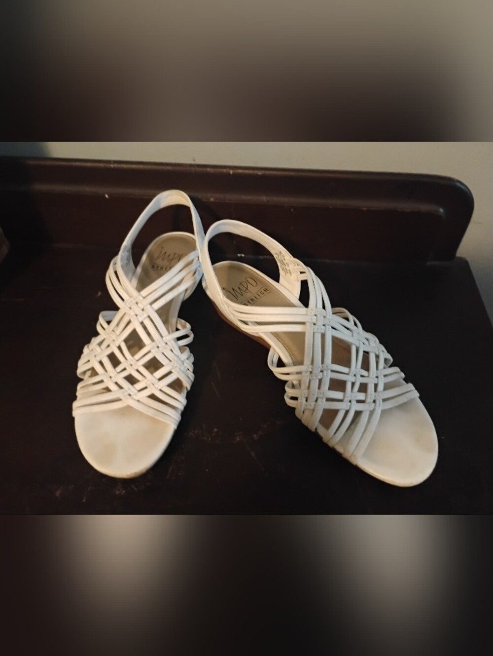 Impo White Strappy Woven Slingback Sandals